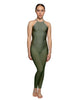 Solid Lycra Halter Covered Back Unitard