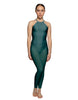 Solid Lycra Halter Covered Back Unitard