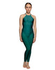 Solid Lycra Halter Covered Back Unitard