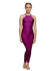 Solid Lycra Halter Covered Back Unitard