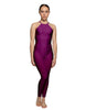 Solid Lycra Halter Covered Back Unitard