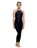 Solid Lycra Halter Covered Back Unitard