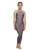 Solid Lycra Halter Covered Back Unitard