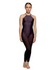 Solid Lycra Halter Covered Back Unitard