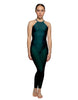 Solid Lycra Halter Covered Back Unitard