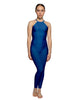 Solid Lycra Halter Covered Back Unitard