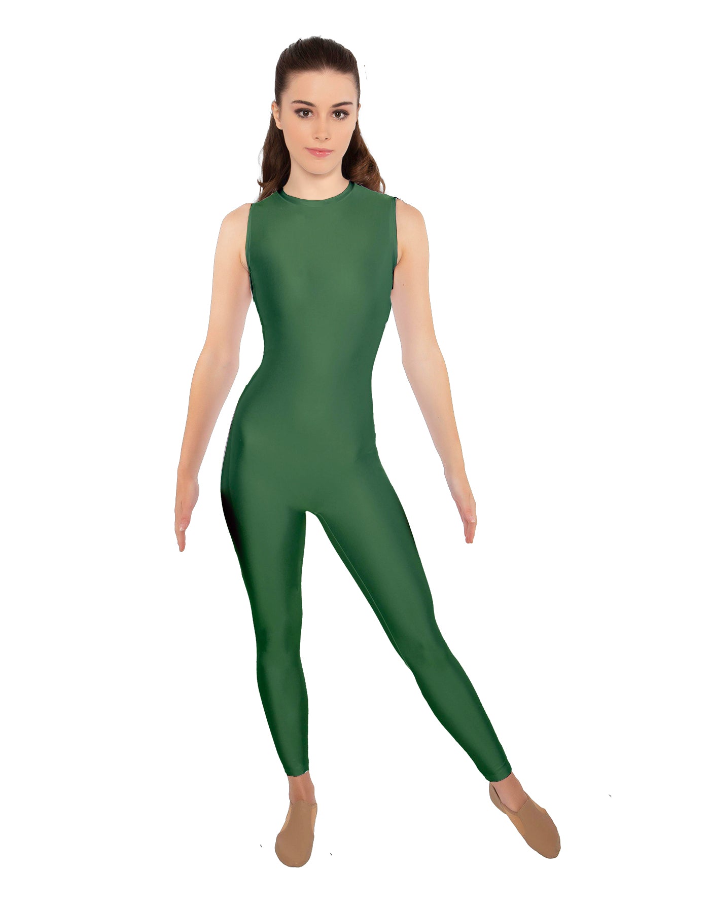 Solid Lycra Sleeveless Open Back Unitard