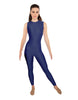 Solid Lycra Sleeveless Open Back Unitard
