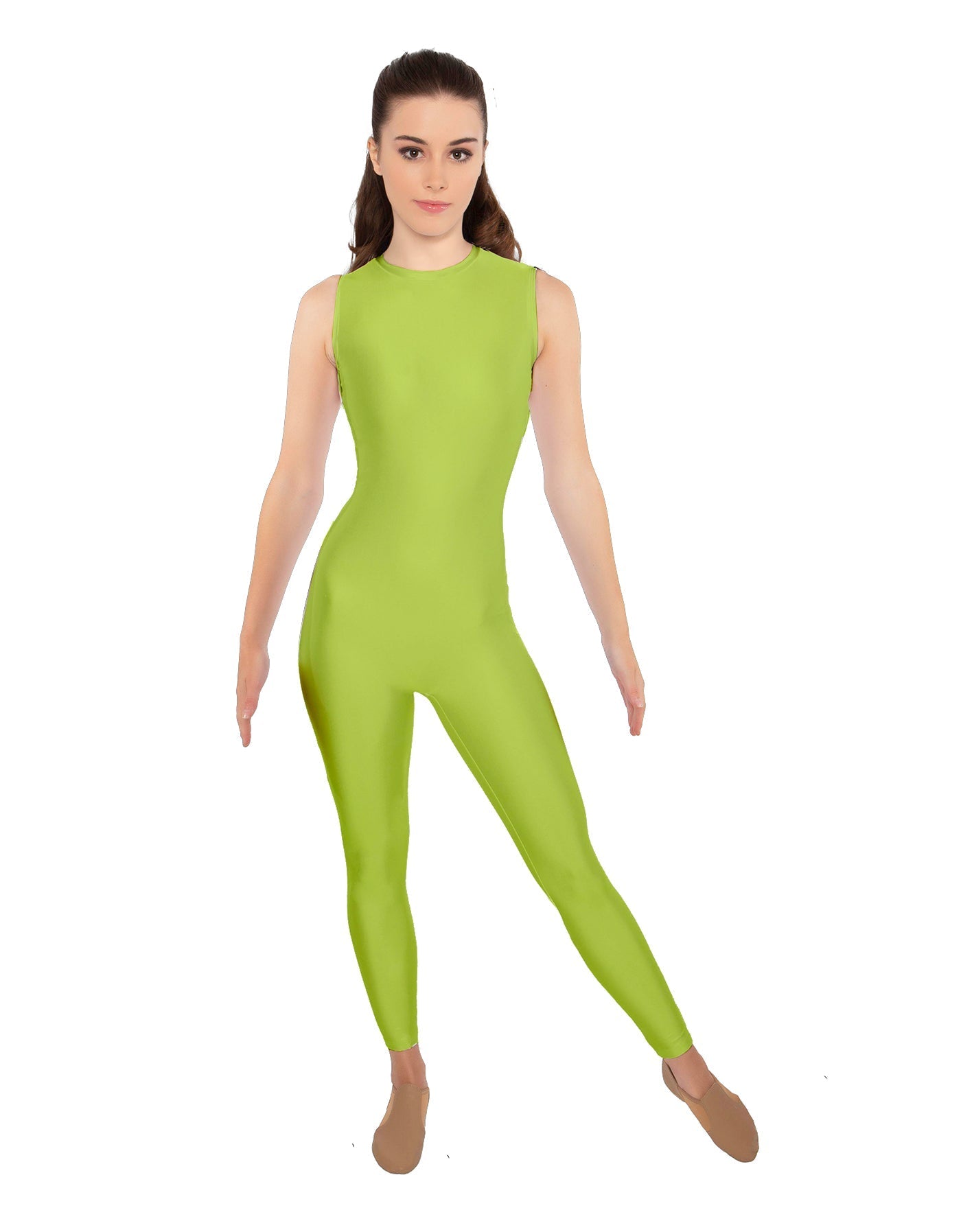 Solid Lycra Sleeveless Open Back Unitard