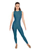 Solid Lycra Sleeveless Open Back Unitard