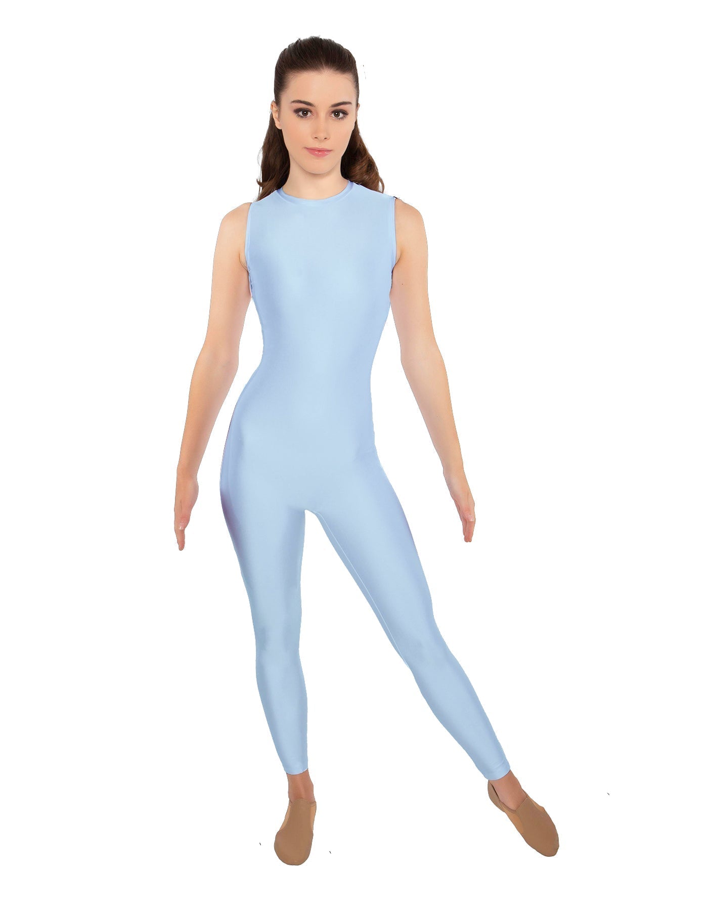 Solid Lycra Sleeveless Open Back Unitard