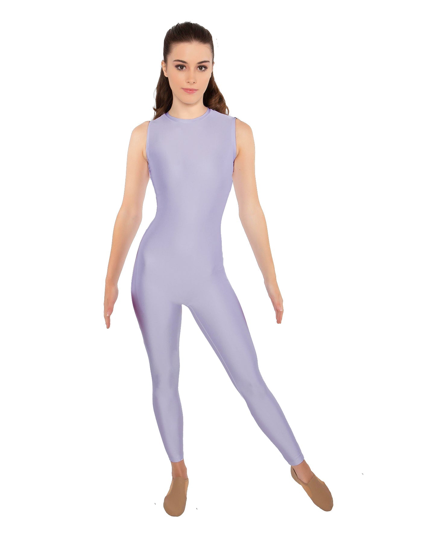 Solid Lycra Sleeveless Open Back Unitard
