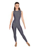 Solid Lycra Sleeveless Open Back Unitard