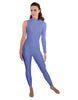 Solid Lycra One Sleeve TNeck Zipper Back Unitard