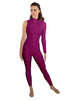 Solid Lycra One Sleeve TNeck Zipper Back Unitard