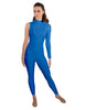 Solid Lycra One Sleeve TNeck Zipper Back Unitard
