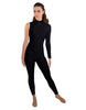 Solid Lycra One Sleeve TNeck Zipper Back Unitard