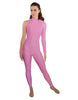 Solid Lycra One Sleeve TNeck Zipper Back Unitard