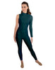 Solid Lycra One Sleeve TNeck Zipper Back Unitard