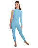 Solid Lycra One Sleeve TNeck Zipper Back Unitard