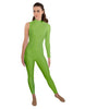 Solid Lycra One Sleeve TNeck Zipper Back Unitard