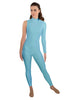 Solid Lycra One Sleeve TNeck Zipper Back Unitard
