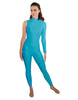 Solid Lycra One Sleeve TNeck Zipper Back Unitard