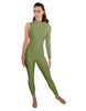 Solid Lycra One Sleeve TNeck Zipper Back Unitard