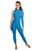 Solid Lycra One Sleeve TNeck Zipper Back Unitard