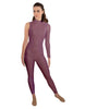 Solid Lycra One Sleeve TNeck Zipper Back Unitard