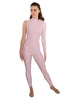 Solid Lycra One Sleeve TNeck Zipper Back Unitard