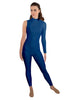 Solid Lycra One Sleeve TNeck Zipper Back Unitard