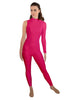 Solid Lycra One Sleeve TNeck Zipper Back Unitard