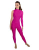 Solid Lycra One Sleeve TNeck Zipper Back Unitard