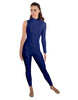 Solid Lycra One Sleeve TNeck Zipper Back Unitard