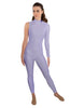 Solid Lycra One Sleeve TNeck Zipper Back Unitard