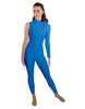 Solid Lycra One Sleeve TNeck Zipper Back Unitard
