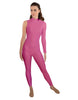 Solid Lycra One Sleeve TNeck Zipper Back Unitard