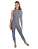 Solid Lycra One Sleeve TNeck Zipper Back Unitard