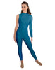 Solid Lycra One Sleeve TNeck Zipper Back Unitard