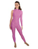 Solid Lycra One Sleeve TNeck Zipper Back Unitard