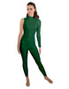 Solid Lycra One Sleeve TNeck Zipper Back Unitard