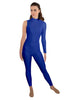 Solid Lycra One Sleeve TNeck Zipper Back Unitard