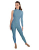 Solid Lycra One Sleeve TNeck Zipper Back Unitard