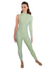 Solid Lycra One Sleeve TNeck Zipper Back Unitard