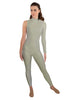 Solid Lycra One Sleeve TNeck Zipper Back Unitard