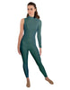 Solid Lycra One Sleeve TNeck Zipper Back Unitard