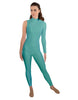 Solid Lycra One Sleeve TNeck Zipper Back Unitard