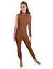 Solid Lycra One Sleeve TNeck Zipper Back Unitard