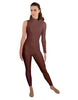 Solid Lycra One Sleeve TNeck Zipper Back Unitard